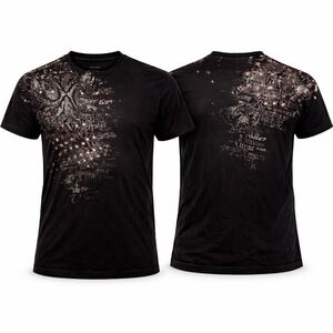 Xtreme Couture Distressed Graphic T Shirt Men 2XL Black Grunge Streetwear